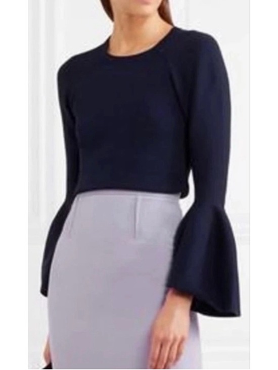 Jonathan Simkhai Tops - Jonathan Simkhai Signature Flared Bell Sleeve Knit Sweater In Navy Blue Sz Small